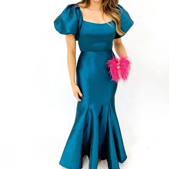 chinese dress ladies Dark Navy Mother of Bride Dresses Mermaid Off The Shoulder Bell Sleeves Mother of The Bride Dress main image 1